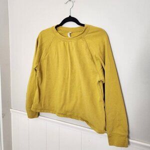 ANTHROPOLOGIE Solid Yellow Crewneck Sweatshirt